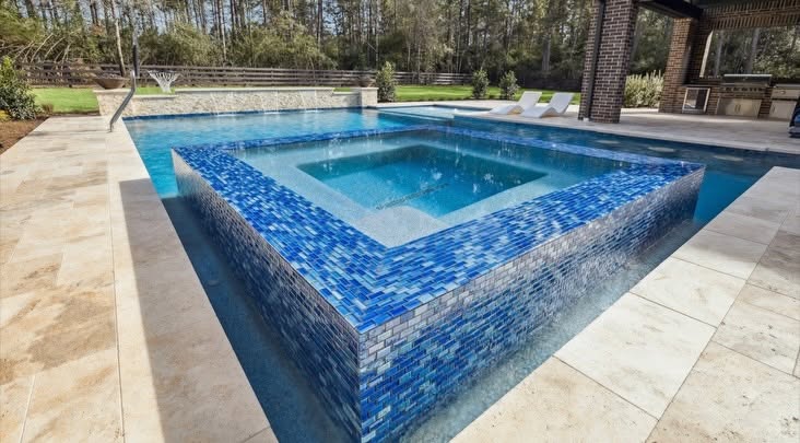 Residential backyard pool in Kingwood TX